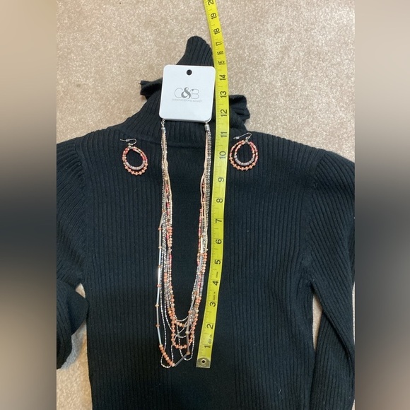 C & B multi layered 24 inch necklace and fishhook earrings coral orange … - Picture 6 of 6